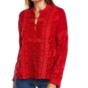 NWT Johnny Was Red Branch Arwen Blouse Size XL